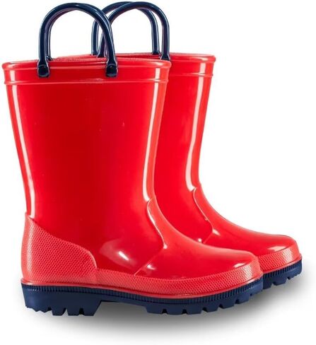 EUXTERPA Boys Girls Rain Boots Toddler Kids Waterproof Boots Children Lightweight Rain Shoes with Handles in Saudi Arabia