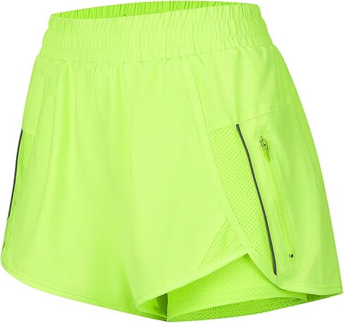 Athletic Shorts for Women High Split Running Workout Quick Dry Shorts with Zip Pocket Liner in Saudi Arabia