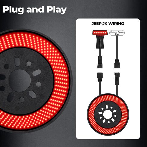 ضوء الفرامل الاحتياطية LED Plug-N-Play متوافق مع Jeep Wrangler 2007-2018 JK JKU YJ TJ، ضوء أحمر ساطع in Saudi Arabia