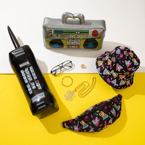 80s 90s Accessories Hip Hop Costumes Outfits Kit for Men Women DJ Rapper Bucket Hat Sunglasses Costume Jewelry in Saudi Arabia