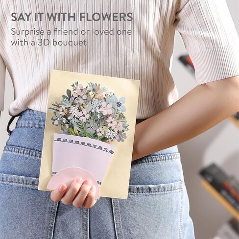 Flower Pop Up Card - 3D Flowers Bouquet Greeting Card for Birthday Mother's Day Anniversary Get Well 15cm x 20cm (5-7/8" x 7-7/8") - Autumn Flowers Small Bouquet in Saudi Arabia