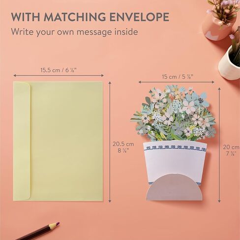 Flower Pop Up Card - 3D Flowers Bouquet Greeting Card for Birthday Mother's Day Anniversary Get Well 15cm x 20cm (5-7/8" x 7-7/8") - Autumn Flowers Small Bouquet in Saudi Arabia