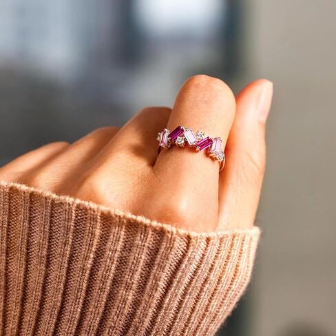 Nobody Has It All Together Pink Band Ring, S925 Plated with 18K White Gold Irregular Pink Self Love Ring All Your Broken Pieces Make You Beautiful Embrace your imperfections Pink Jewelry Gift for women in Saudi Arabia