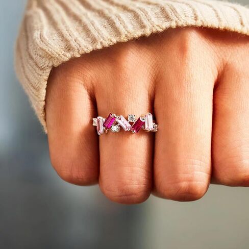 Nobody Has It All Together Pink Band Ring, S925 Plated with 18K White Gold Irregular Pink Self Love Ring All Your Broken Pieces Make You Beautiful Embrace your imperfections Pink Jewelry Gift for women in Saudi Arabia