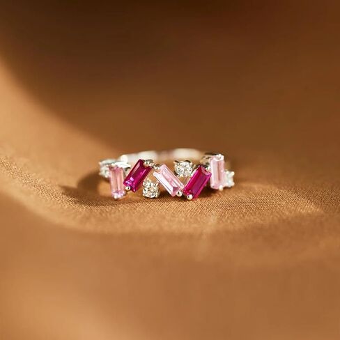 Nobody Has It All Together Pink Band Ring, S925 Plated with 18K White Gold Irregular Pink Self Love Ring All Your Broken Pieces Make You Beautiful Embrace your imperfections Pink Jewelry Gift for women in Saudi Arabia