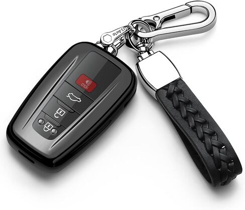 Autophone for Toyota Key Fob Cover with Keychain Soft TPU Key Shell Case,For 2020-2022 Highlander Corolla Prius 2018-2024 RAV4 Camry C-HR Avalon GT86 (Red) in Saudi Arabia