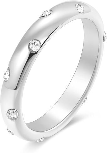 14K Gold Plated Cubic Zirconia Stackable Ring Band for Women, Sizes 5-10 in Saudi Arabia