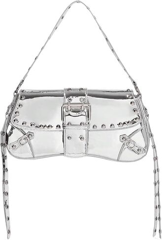 Verdusa Women's Shoulder Bag Y2K Handbag Rivet Punk Hobo Purse with Buckle in Saudi Arabia
