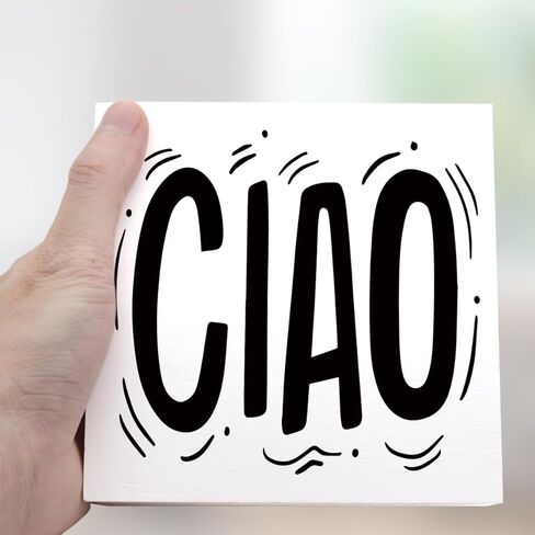 Ciao Sign Wooden Box,Italian Desk Decor,Italian Hello Quote Wood Block Plaque Sign for Home Office Tabletop Decoration,Gift for Italian friend Q781 in Kuwait