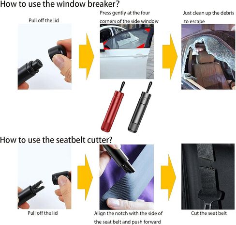 Car Window Breaker Seatbelt Cutter Hammerdex Car Safety Hammer Safehammer Glass Breaker Safe Hammer Glass Breaker Under Water,One Second Broken Window (2 Red) in Saudi Arabia