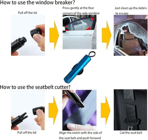 Car Window Breaker Seatbelt Cutter Hammerdex Car Safety Hammer Safehammer Glass Breaker Safe Hammer Glass Breaker Under Water,One Second Broken Window (2 Red) in Saudi Arabia