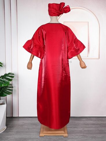 HD African Print Bubu Dress for Woman Rhinestone Pattern Rich Aunty Casual Maxi Gown in Saudi Arabia
