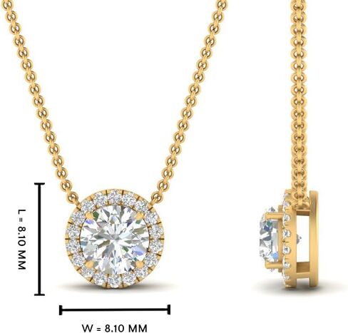 5/8 Carat Lab Grown Round Cut Diamond Halo Pendant With 18" Chain 10K/14K Gold Very Good Cut Lab Created Diamond Necklace For Her Premium Collection (G-H, SI1-SI2, 0.60 Ctw) in Saudi Arabia