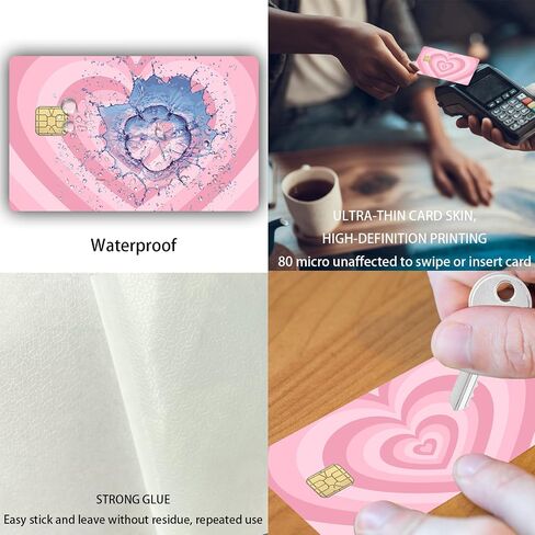 Large Chip Credit Card Stickers Skin No Bubble Slim Waterproof Anti-Wrinkling Removable Vinyl Debit Cover Decals Heart in Saudi Arabia