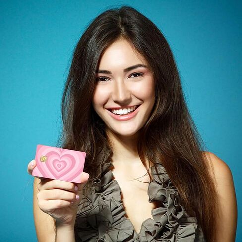 Large Chip Credit Card Stickers Skin No Bubble Slim Waterproof Anti-Wrinkling Removable Vinyl Debit Cover Decals Heart in Saudi Arabia