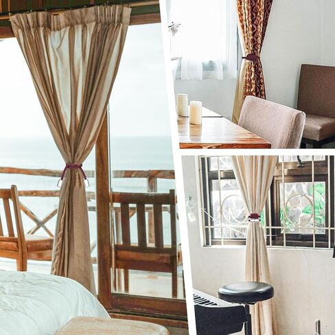 NICEEC 4 Pack Mini Magnetic Curtain Tiebacks Modern Simple Style Drape Tie Backs Elegant Hand Weave Rope Knot Decorative Curtain Holdbacks for Home & Office Window Drapery (Dark Grey) in Kuwait
