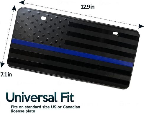 Zone Tech USA American Flag License Car Tag Plate with Thin Blue Line Thick Durable Embossed Monochrome Novelty Great American Pledge of Allegiance in Kuwait