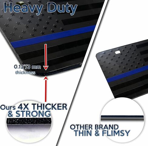 Zone Tech USA American Flag License Car Tag Plate with Thin Blue Line Thick Durable Embossed Monochrome Novelty Great American Pledge of Allegiance in Kuwait