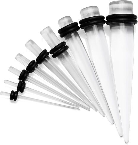 NASAMA 50 Pieces Ear Gauge Stretching Kit+Aftercare Jojoba Oil,14G-00G Tapers Plugs Silicone Tunnels Gauges Expander Set Body Piercing Jewelry in Saudi Arabia