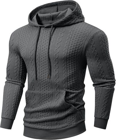 JMIERR Mens Hoodie Pullover Long Sleeve Casual Fashion Texture Sweatshirts Drawstring Hooded Shirt with Pocket in Saudi Arabia