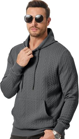 JMIERR Mens Hoodie Pullover Long Sleeve Casual Fashion Texture Sweatshirts Drawstring Hooded Shirt with Pocket in Saudi Arabia
