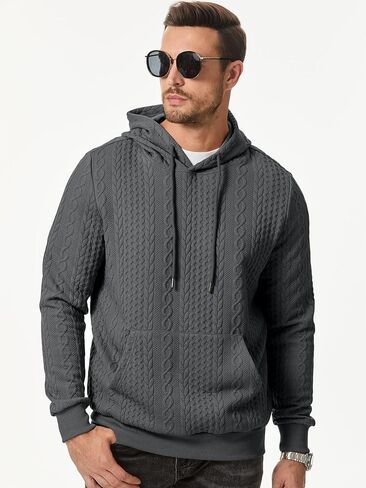 JMIERR Mens Hoodie Pullover Long Sleeve Casual Fashion Texture Sweatshirts Drawstring Hooded Shirt with Pocket in Saudi Arabia