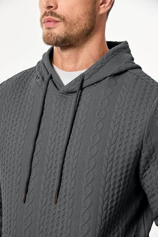 JMIERR Mens Hoodie Pullover Long Sleeve Casual Fashion Texture Sweatshirts Drawstring Hooded Shirt with Pocket in Saudi Arabia