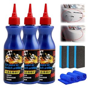 3PCS Warmwind Ultimate Paint Restorer, Car Paint to Scratch Artifact, Ultimate Car Scratch Remover, Scratch Repair Wax for Car, Paint Scratch Repair Agent,with Wipe & Sponge
