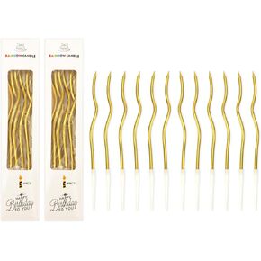 Twisty Birthday Candles 12 Pcs Gold Birthday Candles for Cake Spiral Cake Candles Cupcake Candles Long Thin Candles Curly Coil Cake Candles for Cake Decoration Wedding Party (Assorted Metallic Colors) in Kuwait