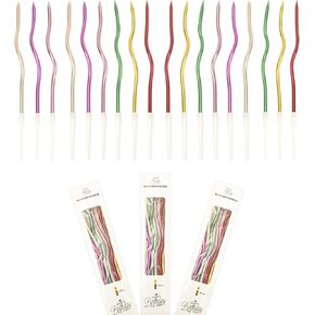 Twisty Birthday Candles 12 Pcs Gold Birthday Candles for Cake Spiral Cake Candles Cupcake Candles Long Thin Candles Curly Coil Cake Candles for Cake Decoration Wedding Party (Assorted Metallic Colors)