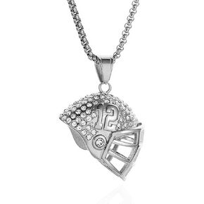 Men's Basketball Soccer Football Baseball Iced-out Faux Diamond Sports Stainless Steel Charm Fashion Fancy Jewelry,
