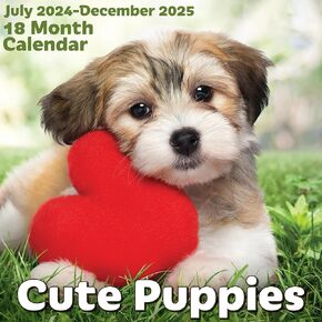 EcoEarth - Biodegradable 11x22 Inch (Open) 12-Month Vertical Hanging Wall Calendar - 2025 Monthly Calendar - Cute Puppies in Kuwait