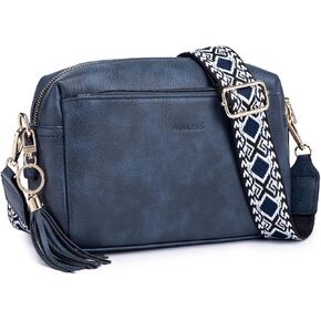 Triple Zip Small Crossbody Bag for women,Wide Strap Cell Phone Purse Shoulder Handbag Wallet with Credit Card Slots