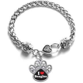 Inspired Silver - Silver Pave Paw Charm Bracelet with Cubic Zirconia Jewelry