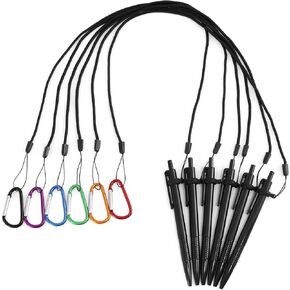 6 Sets Pen Leash Silicone Lanyard, Pen Lanyard with 3 Sizes of Silicone Circles and Metal Carabiner, Lanyard Pen Holder for Office, Classroom, Hospital