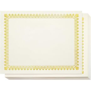48 Pack Certificate Papers - Letter Size Blank Award Certificates Paper, Gold Foil Border Specialty Recognition Diploma Paper, Laser and Inkjet Printer Friendly, Gold, 8.5 x 11 Inches