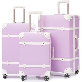 NZBZ Vintage Luggage Sets for Men and Women Retro Suitcase Trunk Luggage 3 Pieces with TSA Lock (Black, 20inch & 24inch & 28inch)