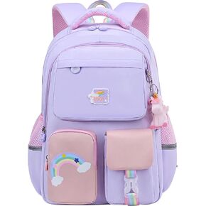 Pink Kids Unicorn Backpack For Girl,Cartoon Large Capacity Elementary Bookbag Lightweight Causal Travel Bag With Lunchbag