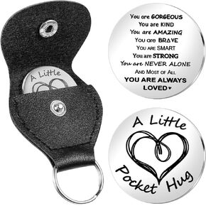 Pocket Hug Token A Little Pocket Hug Coin Stainless Steel Pocket Hug Keychain Double Sided Coin Thoughtful Gifts for Friends Patients Must Have Hug Gifts for Men Women