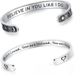 SAM & LORI Set of 2 Bracelets for Women Teens Believe in You Like I Do Sun Moon - You are Loved