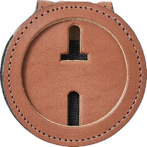 Round US Marshal Belt Clip Badge Holder Chain (2-1/4 inch recessed Cutout, Cutout PF281) Black Leather
