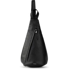 The Sak Geo Sling Backpack in Leather, Convertible Design, Black