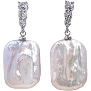 Baroque pearl earrings for Women cultured freshwater Pearl Stud hoop square statement earrings 14K Gold plated Drop Dangle Jewelry bridal wedding earrings birthday gift