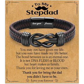 Gifts for Dad Son Grandson Boyfriend Husband, Cool Infinity Leather Bracelet for Him Birthday Christmas Anniversary Valentine's Day Present Ideas for Men
