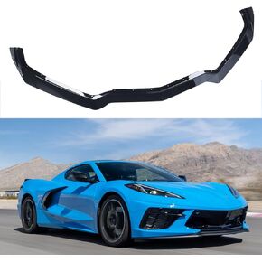Front Glossy Black Bumper Lip Compatible with 2020 2021 2022 Corvette C8 ZR1 Style,2 PCS Front Bumper Lower Lip Splitter