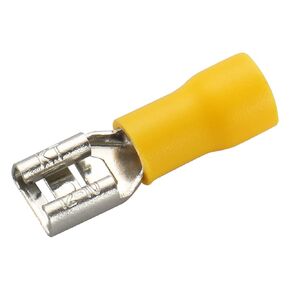 Baomain 1/4" Female quick disconnects vinyl Insulated Spade Wire Connector Electrical Crimp Terminal 12-10 AWG Yellow (100PCS)