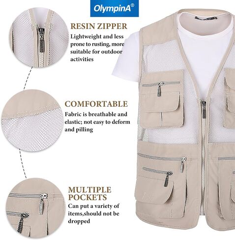 Mens Fishing Vest Safari Hiking Travel Photography with Multi Pocket Work Vest in Saudi Arabia