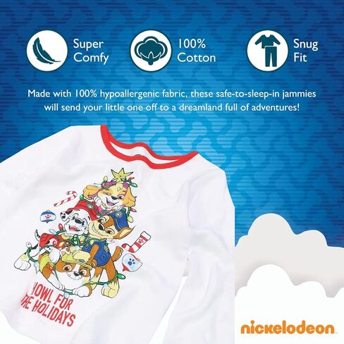 Nickelodeon Paw Patrol 2-Piece Snug-fit Cotton Holiday Pajama Set, Soft & Cute for Kids in Saudi Arabia