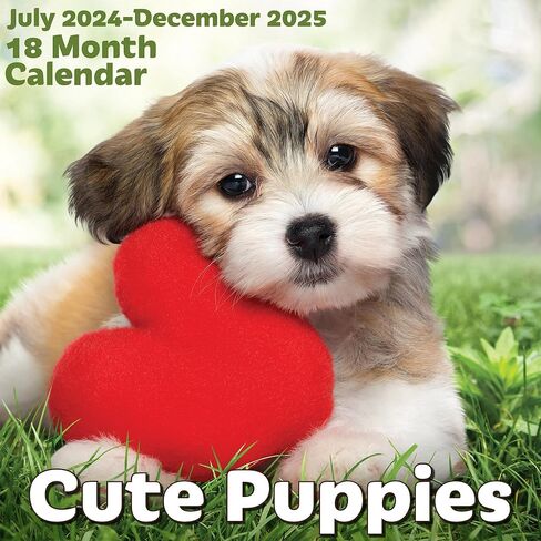 EcoEarth - Biodegradable 11x22 Inch (Open) 12-Month Vertical Hanging Wall Calendar - 2025 Monthly Calendar - Cute Puppies in Kuwait