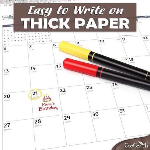 EcoEarth - Biodegradable 11x22 Inch (Open) 12-Month Vertical Hanging Wall Calendar - 2025 Monthly Calendar - Cute Puppies in Kuwait